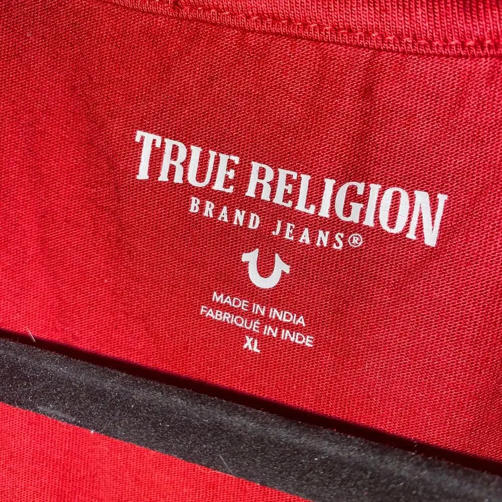 True Religion Red Graphic Short Sleeve Crew Neck T-Shirt Tee Men's Size XL